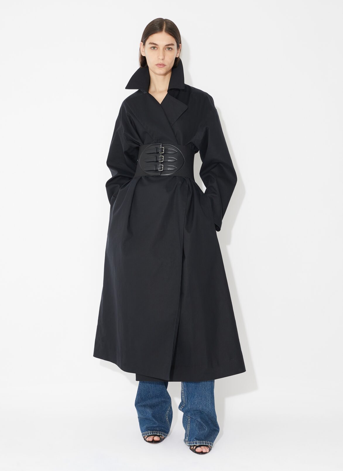 Cotton belted trench ALAÏA BLACK COTTON BELTED TRENCH